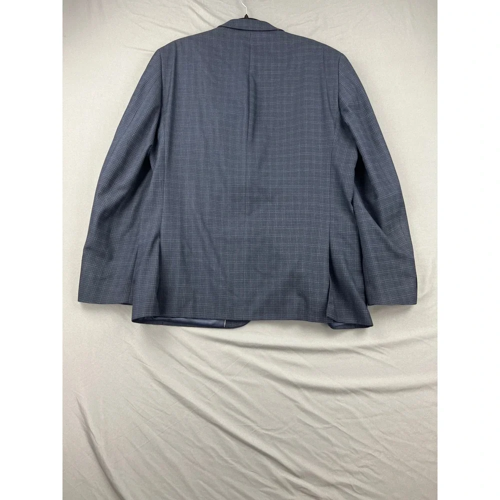 Van Heusen Flex Blazer Mens 42R Blue Plaid Slim Fit Sport Coat Exc 42 Regular